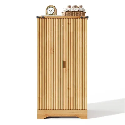 Produktbild von Küchenschrank mit LED-Sensorlicht und Gewürzregal Vorratsschrank Hochschrank für Küche & Wohnzimmer 120 x 60,5 x 40 cm Natural