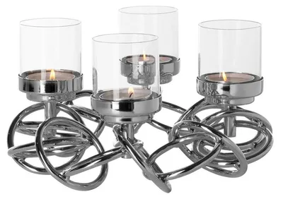 Zdjęcie produktu dla Fink SONETTE, lampa wisząca, 4 źródła światła, w kształcie wieńca, stal nierdzewna, aluminium, niklowana, szkło, gładkie, srebrna, szerokość: 33 cm, głębokość: 33 cm, wysokość: 12 cm, średnica: 33 cm, numer produktu: 143105