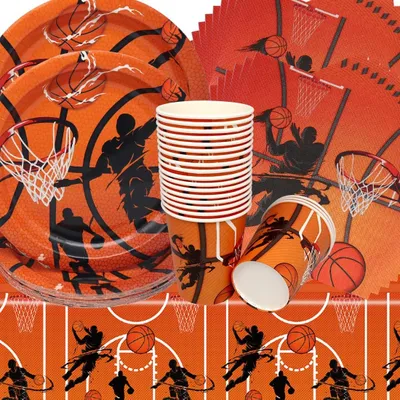 Image de Service de vaisselle sur le thème du basketball, pour 20 personnes, comprenant 61 pièces