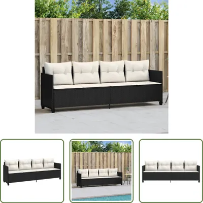 Produktbild von The Living Store Sonnenliege mit Kissen Schwarz Poly Rattan