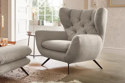 Produktbild von KAWOLA Sessel CHARME Hochlehnsessel Cord steingrau