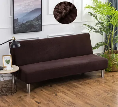 Obrázek produktu pro Kryt pohovky Slipcover zcela pokrytý skládací bez područky Stretch Sofa Bed Cover Sheet, hnědý