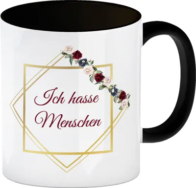Produktbild von Ich hasse Menschen Kaffeebecher Schwarz