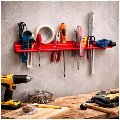 Produktbild von Werkzeughalter Wandhalter Werkzeugleiste Kunststoff rot 60 cm Werkzeugaufbewahrung