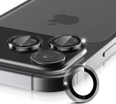 Close-up view of camera lens protectors on a smartphone.