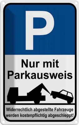 Produktbild von vianmo Blechschild 30x20 cm Parkplatz mit Parkausweis Parkplatzschild