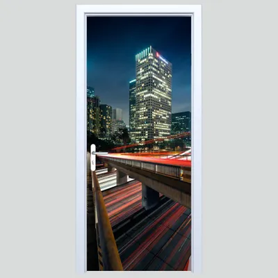 Immagine prodotto di Adesivo per porte in tessuto "Luci della città di notte", 562PD