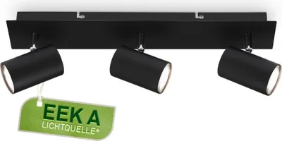 Produktbild von LED Deckenlampe mit EEKA Lichtquelle*, schwenkbar, warmweiß, 3x 2W mit je 450lm, Deckenleuchte, Wohnzimmerlampe, Schlafzimmerlampe, Küche,45cm,Schwarz
