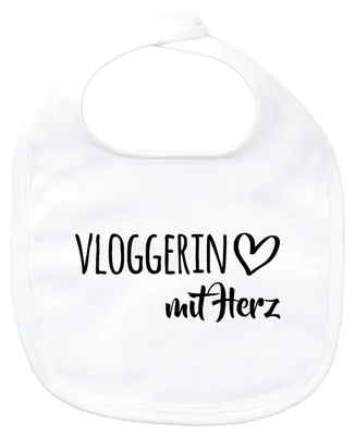 Produktbild von Huuraa Baby Lätzchen Vloggerin mit Herz White Klettverschluss  Baumwolle Latz Geschenkidee