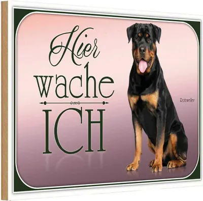 Produktbild von vianmo Holzschild 12x18 cm Hund Rottweiler hier wache ich Tier Haustier