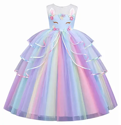 Immagine prodotto di Abito da favola arcobaleno taglia 120 - Unicorno blu