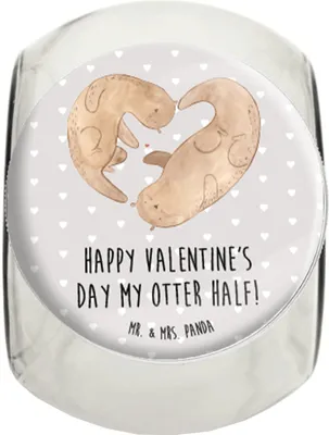 Produktbild von Mr. & Mrs. Panda Frischhaltedose Otter Valentine L 870ml - Grau Pastell - Geschenk, Bonboniere, Hocheitstag, gewürzglas, Vorratsbehälter, Freund, für Freundin, Kaffeedose