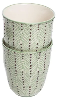 2er-Set Tassen, Keramik, Grün, 8,5 x 10 cm, 300 ml