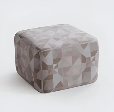 Produktbild von Beiger Polsterpouf Designer Sitzhocker Edler Textilhocker Sitzmöbel