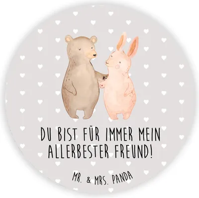 Produktbild von Mr. & Mrs. Panda magnet Bär und Hase Umarmen - Grau Pastell - Geschenk, BFF, Freundin, für kühlschrank, pinnwand, whiteboardmagnet, Kühlschrankmagnet, zettelhalter, Immer