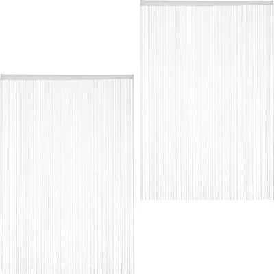 Produktbild von Relaxdays Fadenvorhang weiß, 2er Set, kürzbar, mit Tunneldurchzug, für Türen & Fenster, Fadengardine, 145x245 cm, white