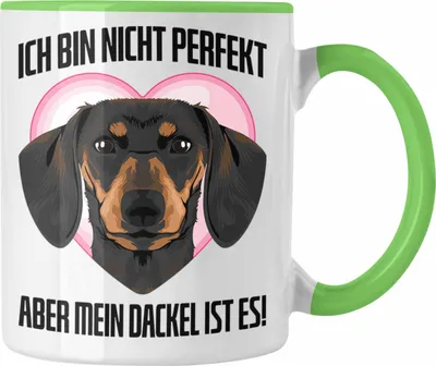 Produktbild von Trendation - Dackel Tasse Geschenke Dachshund Rauhaardackel Lustig Ich Bin Nicht Perfekt Aber Mein Dackel Ist Es (Grün)