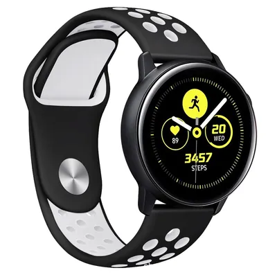 Produktbild von FFO2World 22-mm Silikon-Sportarmband – Für Samsung Galaxy Watch 3/46 mm, Gear S3, Polar Vantage, Garmin Vivoactive 4, Huawei GT 5/6 – Schwarz/Weiß