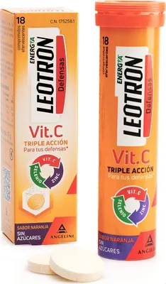 Obrázek produktu pro Leotron Vitamin C - 18 šumivých tablet - Trojí účinek pro vaši obranyschopnost - Doplněk stravy s vitaminem C, zinkem a selenem - Příjemná pomerančová příchuť. Balení na 18 dní, od 12 let.