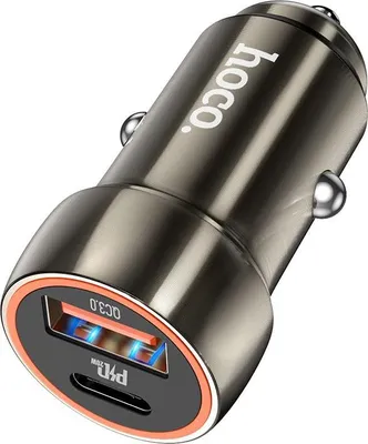 Obrázok produktu pre HOCO nabíjačka do auta USB A + typ C PD QC3.0 3A 20W Z46A sivá