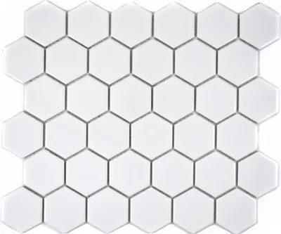 Produktbild von Mosaik Fliese Keramik Hexagon weiß glänzend Küchenrückwand Spritzschutz MOS11B-0102