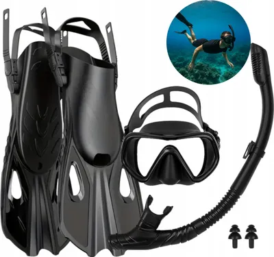 Produktbild von Tauchset Maske mit Schnorchelflossen zum Schwimmen Größen 38-42