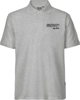 Produktbild von Huuraa Herren Polo Shirt Ukrajina my love 3XL Sport Grey Bio Baumwolle Fairtrade Poloshirt Geschenkidee