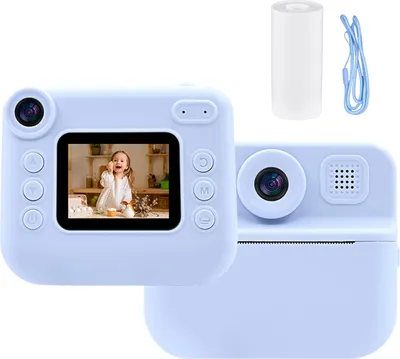 Obrázek produktu pro Okamžitý fotoaparát pro děti, 1080P, digitální video, pro děti od 3 let, 2,0palcový displej, pro batolata, cestování, chlapce a dívky, s papírem, modrý