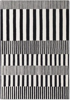 Produktbild von Elle Decoration Stryve Wollteppich Pulse Schwarz Weiß
