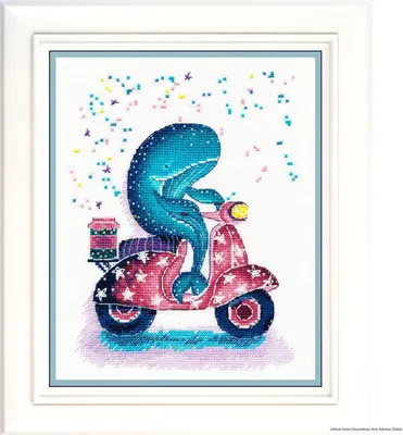 Productafbeelding van Stikset "Motorrijder", kruisstik, telpatroon, 21x16 cm
