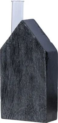 Produktbild von Haus Vase Reagenzglas H20cm Mangoholz Schwarz Glas Tischdeko Wohnzimmer Deko