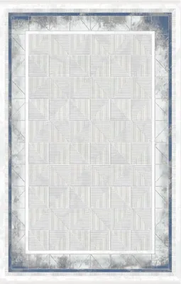 Immagine prodotto di Teppich Kunstfaserteppich Bordüre Geometrisches Muster Kurzflor Blau