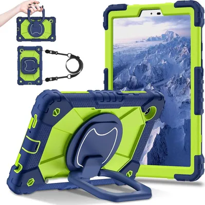 Produktbild von Robot Hybrid Hülle für Samsung Galaxy Tab A11 mit Halter & Schultergurt Grün