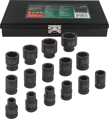 Immagine prodotto di Set di bussole a percussione Rockforce. 15el.1/2" 6-angolo. (10-32 mm)