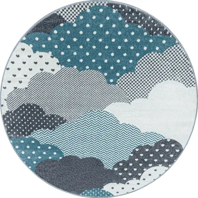 Produktbild von Bambi Wolken kinderzimmer teppich kurzflor rund Ø 120cm blau
