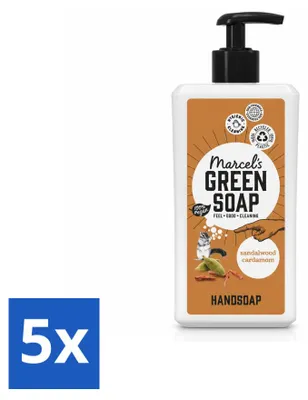 Produktbild von 5 x Marcel's Green Soap Handseife Sandelholz & Kardamom - 500 ml - Vorteilspackung - 5 Stücke