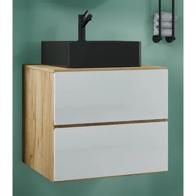 Produktbild von VCM 2-tlg. Waschplatz Waschtisch | schwarzes Waschbecken Unterschrank Breite 60 cm |  Badmöbel Set mit Schubladen | Lendas S BL