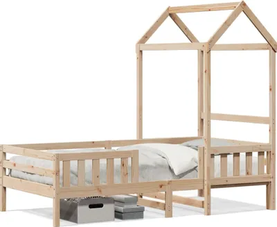 Produktbild von vidaXL Massivholzbett mit Dach 100x200 cm Kiefer