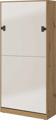 Produktbild von Kaiser Möbel Schrankbett 90x200 Vertical Wandklappbett INDEX Weiss/Eiche mit Matratze H2/H3