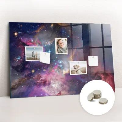 Obrázek produktu pro Magnetická Tabule na Zeď Skleněná - Memo Board Kleněnou Přední Stranou - 5 magnetů v balení - 90x60 cm - Svět galaxie