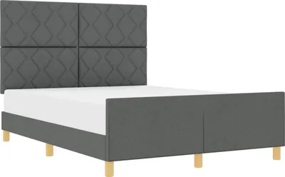 Image de vidaXL Cadre de lit avec tête de lit gris foncé 160 x 200 cm Tissu