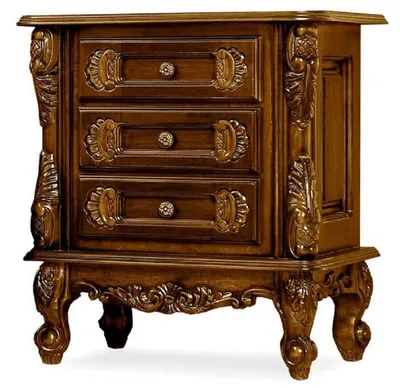 Produktbild von Casa Padrino Luxus Barock Nachtkommode Dunkelbraun - Prunkvoller Barock Nachttisch mit 3 Schubladen - Luxus Schlafzimmer Möbel im Barockstil - Barock Möbel - Barock Einrichtung