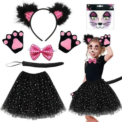 Produktbild von Famanu Kostümset Katze - 7-teilig - Schwarz