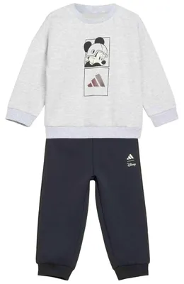 Imagen del producto de Body para bebé Adidas Disney Mickey Mouse, modelo "Jogger", en color gris claro jaspeado / blanco roto