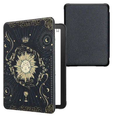 Produktbild von kwmobile Schutzhülle für Amazon Kindle Paperwhite (2024)/Colorsoft Hülle - eReader Flip Case mit Auto Sleep Funktion - Tarot Karten mit Dunkelblau