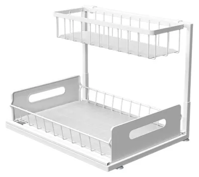 Image de INF Égouttoir multifonctionnel en acier carbone pour plan de travail – Drainage intégré et porte-couverts, ensemble simple Blanc