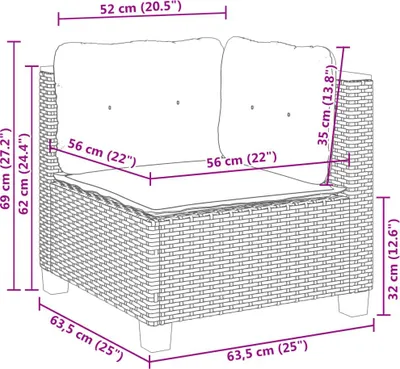 Obrázok produktu pre vidaXL Záhradná rohová pohovka s vankúšom Black Poly Rattan