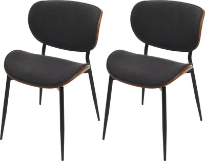 Produktbild von 2er-Set Esszimmerstuhl MCW-O45, Bugholz Stoff (370g/m²) MVG-  Walnuss-Optik, dunkelgrau