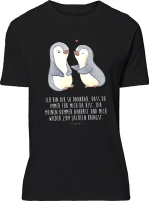 Produktbild von Mr. & Mrs. Panda T-Shirt Pinguine trösten - Schwarz - Geschenk, Liebesbeweis, Freund, mit Spruch, Shirt, Tshirt, Hochzeitstag, für Frauen, Freundin, Valentinstag, S