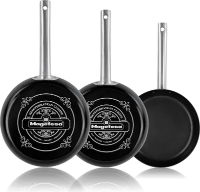 Obrázek produktu pro Magefesa Ares Magefesa sada 3 indukčních pánví 20-24-28 cm, nepřilnavý povrch bez  Černá barva